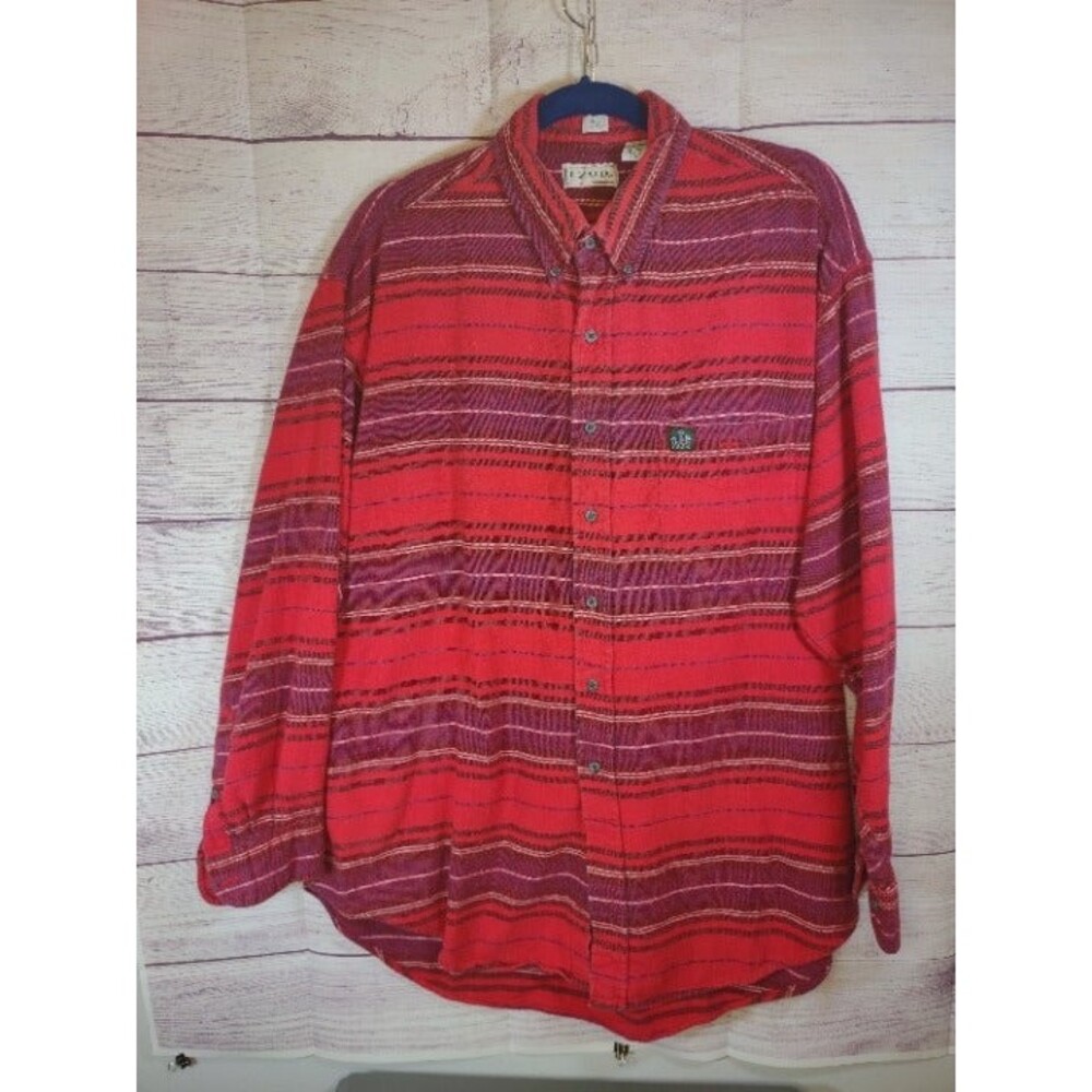IZOD Red Flannel Button-down Long-Sleeve Shirt, Men's Size XL 17-17 1/2